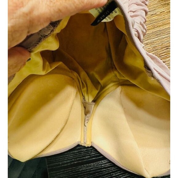 J Crew Retro Mauve Ruched Bandeau Resort Strapless One Piece Swimsuit D-Cup Sz 6 - Picture 4 of 7